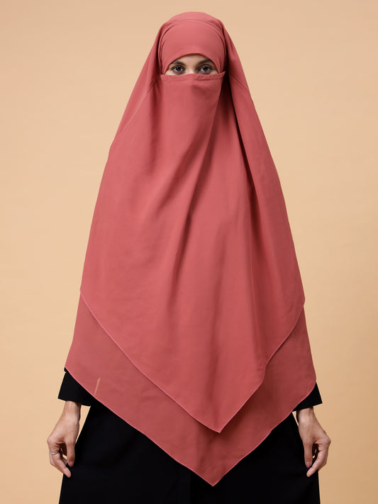 2-Layer Diamond Georgette Rust Khimar Prayer Hijab for Women