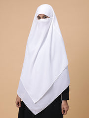 2-Layer Diamond Georgette White Khimar Prayer Hijab for Women