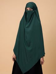 Single-Layer Green Khimar Prayer Hijab for Women