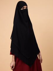 2-Layer Diamond Georgette Black Khimar Prayer Hijab for Women