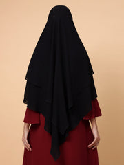 2-Layer Diamond Georgette Black Khimar Prayer Hijab for Women