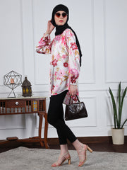 Satin Fabric Front Open Modest Shirt for Women