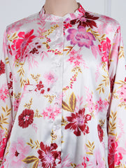 Satin Fabric Front Open Modest Shirt for Women