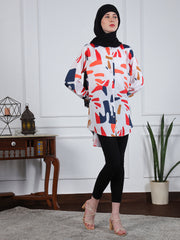 Printed Front Open Modest Women's Shirt