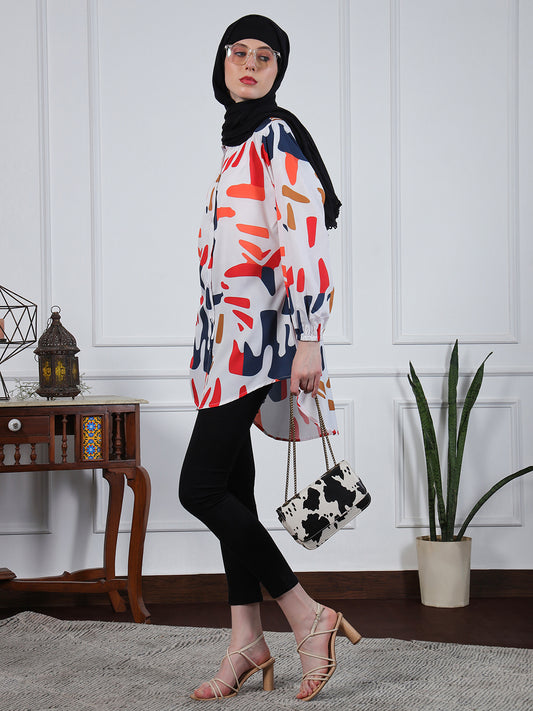 Printed Front Open Modest Women's Shirt