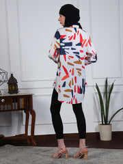 Printed Front Open Modest Women's Shirt