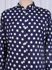 Polka-Printed Front Open Abaya for Women with Black Georgette Hijab