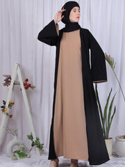2 Piece Set Front Open Shrug Abaya with Black Georgette Hijab