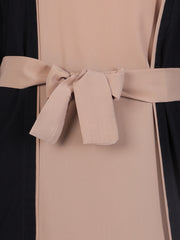 2 Piece Set Front Open Shrug Abaya with Black Georgette Hijab