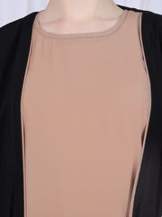 2 Piece Set Front Open Shrug Abaya with Black Georgette Hijab