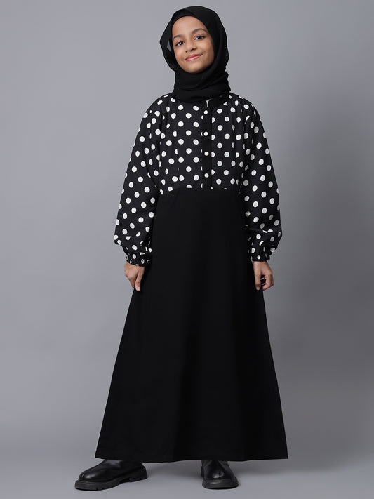 Modest Polka Dot Abaya Dress for Kids Girls