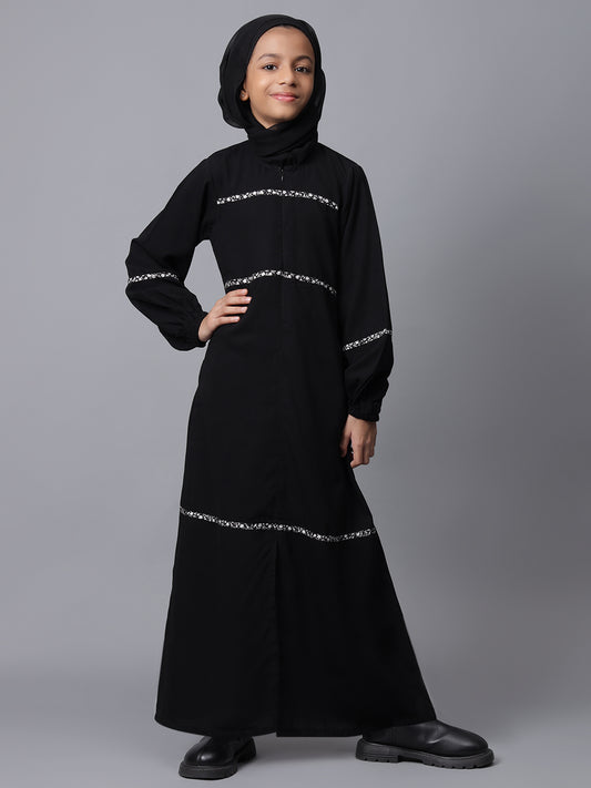 Modest Black Abaya for Kids Girls