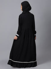 Modest Lace Black Abaya for Kids Girls