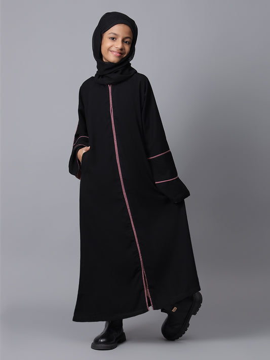Modest Black Aline Abaya for Kids Girls