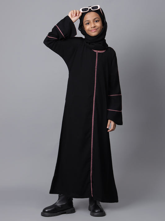 Modest Black Aline Abaya for Kids Girls