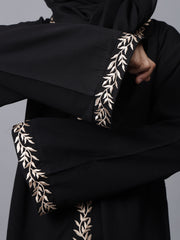 Modest Embroidered Black Abaya for Kids Girls