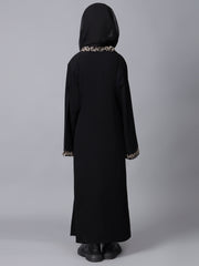 Modest Embroidered Black Abaya for Kids Girls