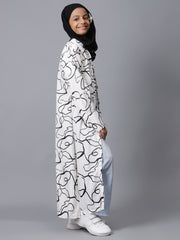 Modest Front Open Printed Abaya for Kids Girls