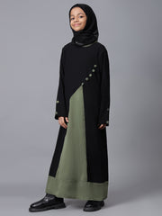 Modest Two Color Solid Abaya for Kids Girls