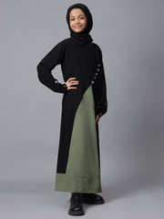 Modest Two Color Solid Abaya for Kids Girls