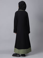 Modest Two Color Solid Abaya for Kids Girls