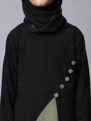 Modest Two Color Solid Abaya for Kids Girls