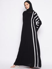 Black Abaya for Women with Black Georgette Hijab