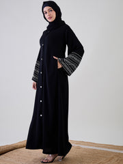 Handwork Luxury Abaya with Black Georgette Hijab