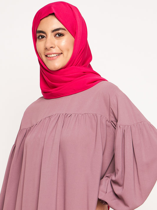 Pink Solid Regular Use Crepe Hijab Stole for Women