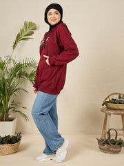 Modest Maroon Fleece Sabr Winter Women's Hoodie