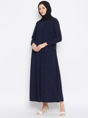 Front Open Abaya with Black Georgette Hijab