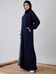 A-line Abaya/Burqa with Black Georgette Hijab for Women