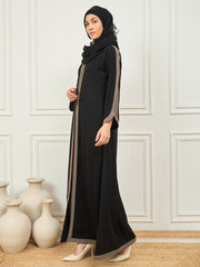 Black Aline Abaya/Burqa with Black Georgette Hijab