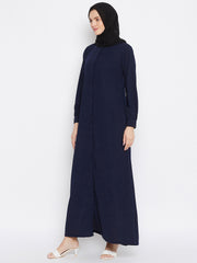 Front Open Blue Abaya Burqa With Black Hijab