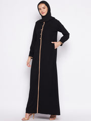 Black Color Abaya for women with Black Georgette Scarf
