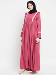 Women Lace Abaya/Burqa with Black Georgette Scarf