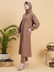 Modest Front Open Co-ord Set with Matching Hijab