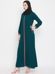 Nabia Chikan Hand Embroidery Abaya for Women with Black Georgette Scarf