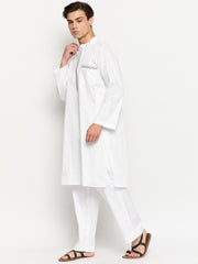 White Solid Men's Kurta Pajama Set