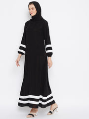 Women Abaya with Black Georgette Hijab