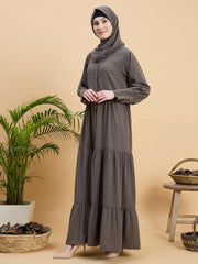Modest Grey Abaya Burqa with Matching Hijab