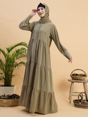 Modest Solid Beige Abaya Burqa with Matching Hijab