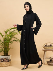 Modest Front Open Abaya Burqa with Black Georgette Hijab
