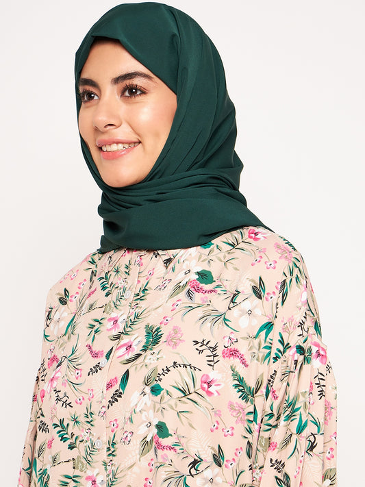 Bottle Green Solid Regular Use Crepe Hijab Stole for Women
