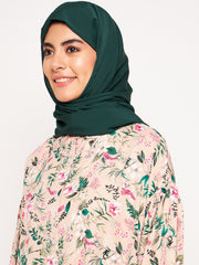 Bottle Green Crepe Hijab Stole for Women