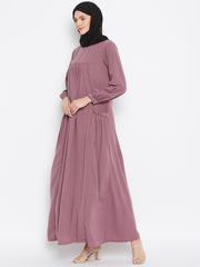 Abaya Chikan hand Embroidery with Black Georgette Scarf