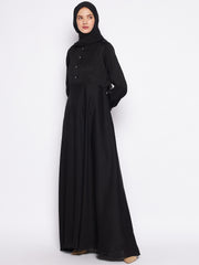 Umbrella Cut Black Abaya for Women with Black Georgette Hijab