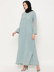 Embroidery  Abaya with Black Georgette Hijab