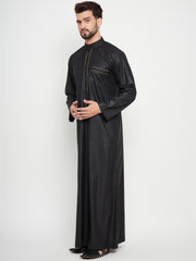 Black Arab Bell Sleeve Thobe/Jubba for Men