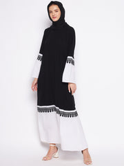 Embroidery Burqa Abaya for women with Black Georgette Hijab